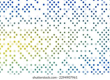 Light Blue, Yellow vector backdrop with dots. Glitter abstract illustration with blurred drops of rain. Pattern for beautiful websites.