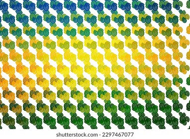 Light Blue, Yellow vector backdrop with bent lines. A sample with blurred bubble shapes. Textured wave pattern for backgrounds.