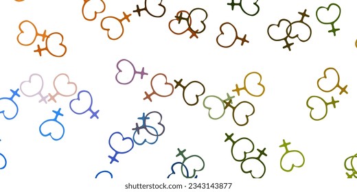 Light Blue, Yellow vector backdrop with woman's power symbols. Colorful feminism symbols with a gradient in modern style. Elegant design for wallpapers.