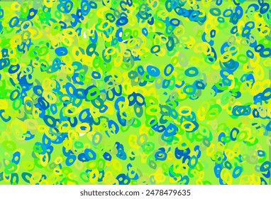 Light Blue, Yellow vector backdrop with dots. Blurred decorative design in abstract style with bubbles. Template for your brand book.