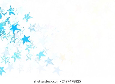 Light Blue, Yellow vector backdrop with small and big stars. Stars on blurred abstract background with gradient. Pattern for futuristic ad, booklets.