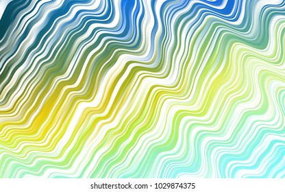 Light Blue, Yellow vector background with bent lines. Geometric illustration in marble style with gradient.  Textured wave pattern for backgrounds.