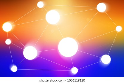 Light Blue, Yellow vector background with bubbles, lines. Design with connection of dots and lines on colorful background. Completely new template for your brand book.