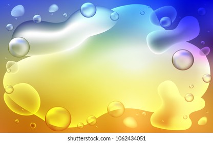Light Blue, Yellow vector background with lava shapes. Creative illustration in halftone memphis style with gradient. The elegant pattern for brand book.