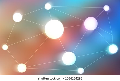 Light Blue, Yellow vector background with bubbles, lines. Glitter abstract illustration with connection of triangle structure. Pattern can be used for ads, leaflets.