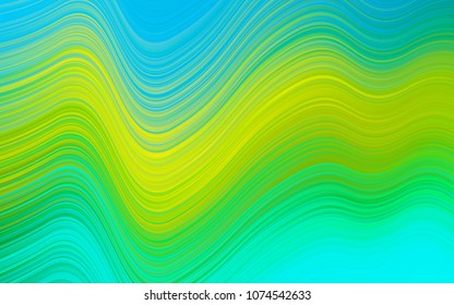 Light Blue, Yellow vector background with bent ribbons. Shining illustration, which consist of blurred lines, circles. The elegant pattern for brand book.