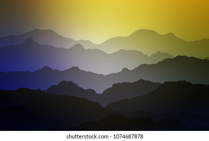 Light Blue, Yellow vector background with bubble shapes. A sample with blurred bubble shapes. Mountain design for your web site.
