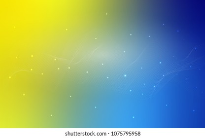 Light Blue, Yellow vector background with dots. Beautiful colored illustration with blurred circles in nature style. Completely new template for your brand book.