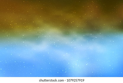 Light Blue, Yellow vector background with galaxy stars. Shining colored illustration with bright astronomical stars. Smart design for your business advert.