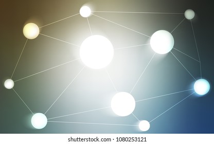 Light Blue, Yellow vector background with dots and lines. Abstract illustration with colorful discs and triangles. New design for ad, poster, banner of your website.