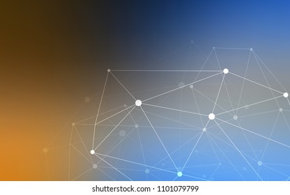 Light Blue, Yellow vector background with dots and lines. Design with connection of dots and lines on colorful background. Pattern can be used for beautiful websites.