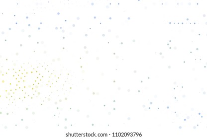 Light Blue, Yellow vector  background with dots. Blurred decorative design in abstract style with bubbles. New design for ad, poster, banner of your website.
