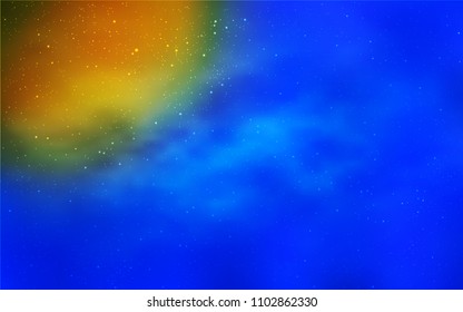 Light Blue, Yellow vector background with galaxy stars. Space stars on blurred abstract background with gradient. Best design for your ad, poster, banner.