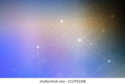 Light Blue, Yellow vector background with bubbles, lines. Decorative design in abstract style with triangle structure. New design for ad, poster, banner of your website.