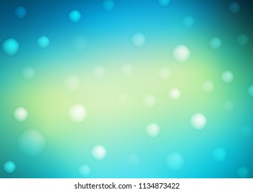 Light Blue, Yellow vector background with bubbles. Beautiful colored illustration with blurred circles in nature style. The pattern can be used for ads, leaflets of liquid.