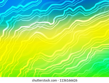 Light Blue, Yellow vector background with curved circles. A vague circumflex abstract illustration with gradient. The best blurred design for your business.
