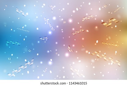 Light Blue, Yellow vector background with xmas confetti. Glitter abstract illustration with colorful confetti, ribbons. The pattern can be used for new year ad, booklets.