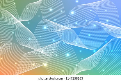 Light Blue, Yellow vector background with xmas confetti. Modern geometrical abstract illustration with carnival ribbons. The pattern can be used for new year ad, booklets.