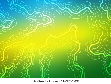 Light Blue, Yellow vector background with curved circles. Modern gradient abstract illustration with bandy lines. Marble design for your web site.