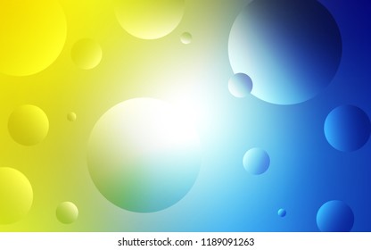 Light Blue, Yellow vector background with bubbles. Beautiful colored illustration with blurred circles in nature style. Pattern can be used for ads, leaflets.
