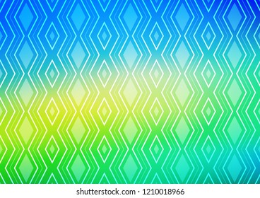 Light Blue, Yellow vector background with lines, rhombuses. Colorful lines, squares on abstract background with gradient. Pattern for ads, posters, banners.
