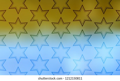 Light Blue, Yellow vector background with colored stars. Modern geometrical abstract illustration with stars. Best design for your ad, poster, banner.