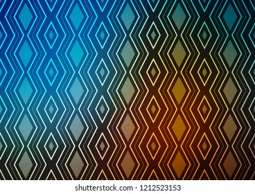 Light Blue, Yellow vector background with lines, rhombuses. Colorful illustration with lines, cubes on abstract template. Pattern for ads, posters, banners.
