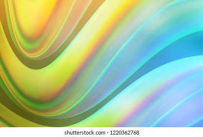 Light Blue, Yellow vector background with bent lines. A sample with blurred bubble shapes. Textured wave pattern for backgrounds.