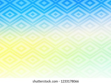 Light Blue, Yellow vector background with lines, rhombuses. Shining colorful illustration with lines, rectangles. Pattern for websites, landing pages.