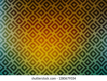Light Blue, Yellow vector background with lines, rhombuses. Colorful lines, squares on abstract background with gradient. Best design for your ad, poster, banner.