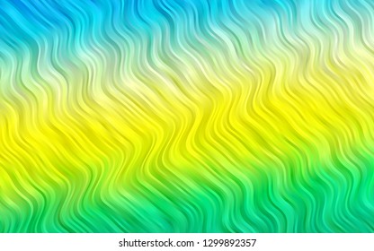 Light Blue, Yellow vector background with bent ribbons. Creative illustration in halftone marble style with gradient. Marble style for your business design.