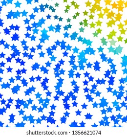 Light Blue, Yellow vector background with colorful stars. Blur decorative design in simple style with stars. Pattern for new year ad, booklets.