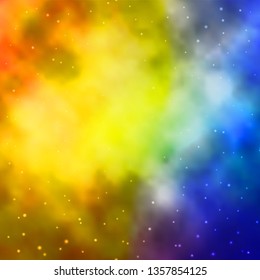 Light Blue, Yellow vector background with colorful stars. Decorative illustration with stars on abstract template. Best design for your ad, poster, banner.
