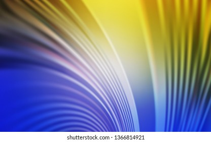 Light Blue, Yellow vector background with curved lines. Shining colorful illustration in simple style. Brand new design for your ads, poster, banner.
