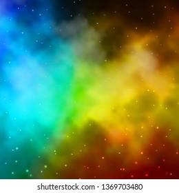 Light Blue, Yellow vector background with small and big stars. Colorful illustration in abstract style with gradient stars. Best design for your ad, poster, banner.