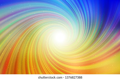 Light Blue, Yellow vector background with astronomical stars. Glitter abstract illustration with colorful cosmic stars. Best design for your ad, poster, banner.