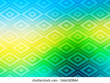 Light Blue, Yellow vector background with lines, rhombuses. Modern geometric abstract illustration with lines, squares. Best design for your ad, poster, banner.