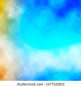 Light Blue, Yellow vector background with colorful stars. Shining colorful illustration with small and big stars. Pattern for new year ad, booklets.