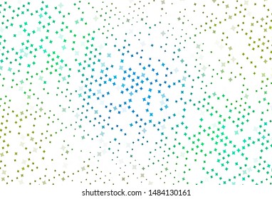 Light Blue, Yellow vector background with small and big stars. Glitter abstract illustration with colored stars. Pattern for futuristic ad, booklets.