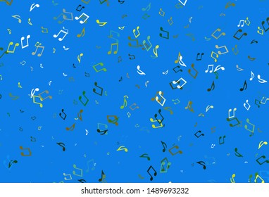 Light Blue, Yellow vector background with music symbols. Abstract illustration with colorful symbols of melody. Modern design for wallpapers.