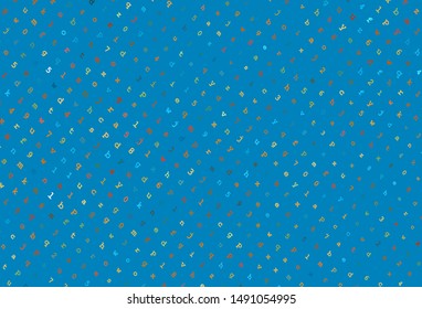 Light Blue, Yellow vector background with signs of alphabet. Shining illustration with ABC symbols on abstract template. Best design for a college poster, banner.