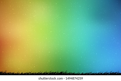 Light Blue, Yellow vector background with galaxy stars. Glitter abstract illustration with colorful cosmic stars. Template for cosmic backgrounds.