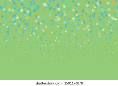 Light Blue, Yellow vector background with beautiful snowflakes. Colorful snowflakes with gradient on abstract background. Template for a new year background.