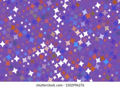 Light Blue, Yellow vector background with small and big stars. Blurred decorative design in simple style with stars. Template for cosmic backgrounds.