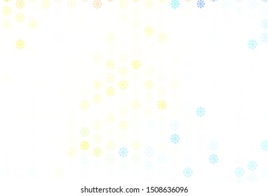 Light Blue, Yellow vector background with beautiful snowflakes. Colorful snowflakes with gradient on abstract background. New year design for poster, banner.