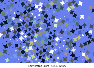 Light Blue, Yellow vector background with colored stars. Glitter abstract illustration with colored stars. Pattern for astronomy websites.