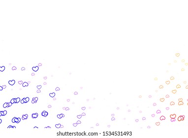 Light Blue, Yellow vector background with Shining hearts. Blurred decorative design in doodle style with hearts. Pattern for carnival, festival romantic leaflets.