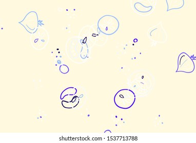 Light Blue, Yellow vector background with cuisine gourmet. Decorative illustration with food on abstract template. Template for meal cooking in kitchen.