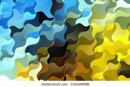 Light Blue, Yellow vector background with bent lines. Shining illustration, which consist of blurred lines, circles. A completely new marble design for your business.