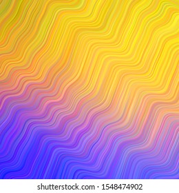 Light Blue, Yellow vector background with curved lines. Modern gradient abstract illustration with bandy lines. Colorful wave pattern for your design.
